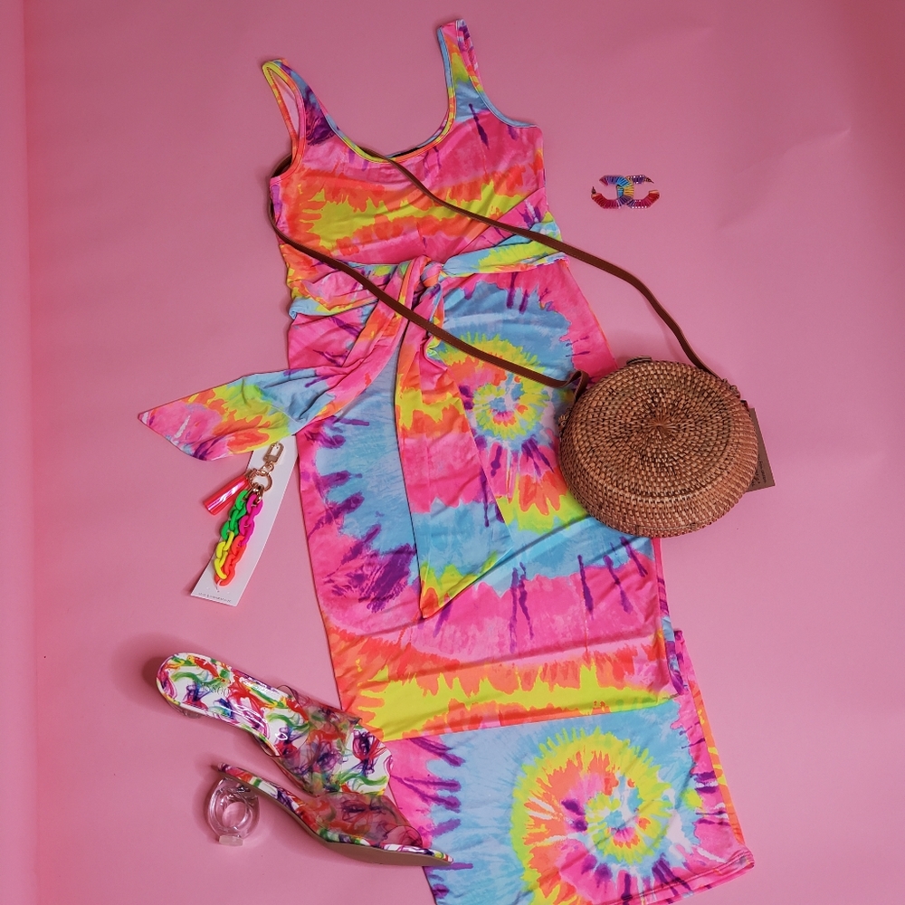 Rainbow Bright Tie Dye Tank Dress - Picture 3 of 3